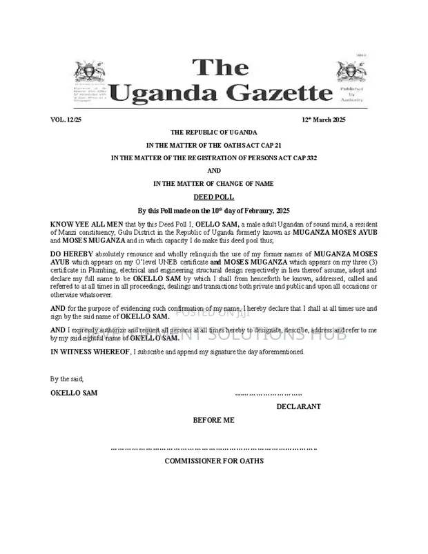 Name Change Processing and Gazette Documentation - 1