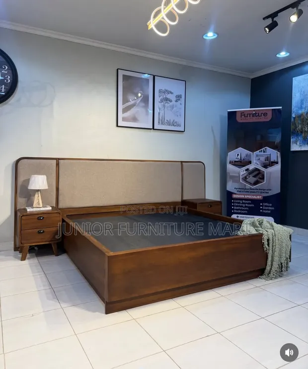 Modern Hardwood Bed with Side Drawers (6x6) - 1