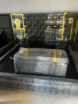 Panel Bed with Lights and Drawers