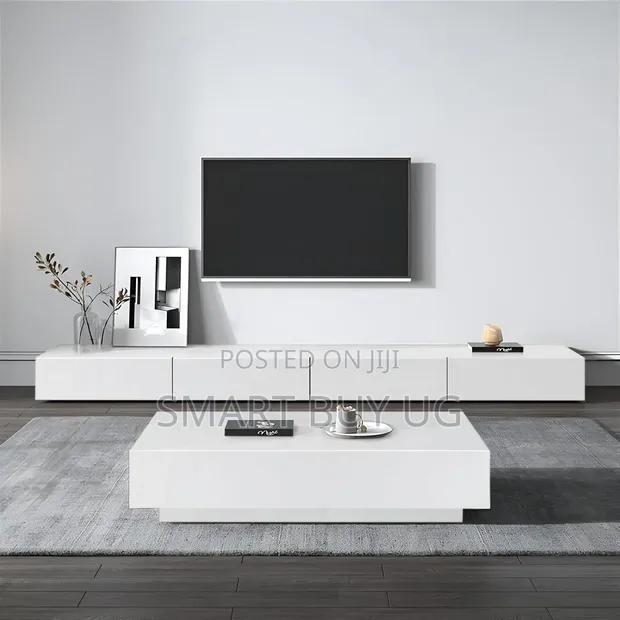 2.0m White TV Stand & Center Table Combo - 1
