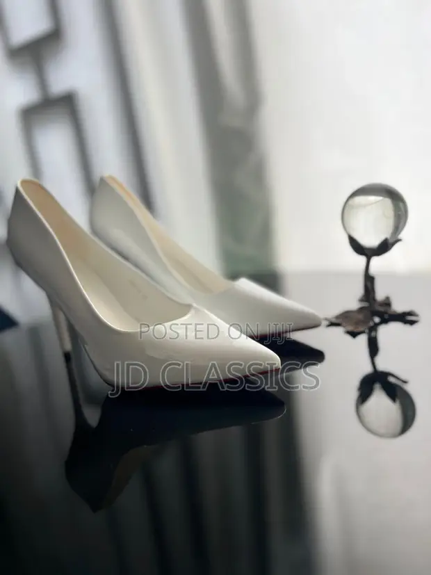 White Patent Red Sole Stiletto Pumps - Size 39 - 1