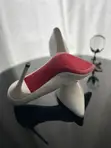 White Patent Red Sole Stiletto Pumps - Size 39 - 2