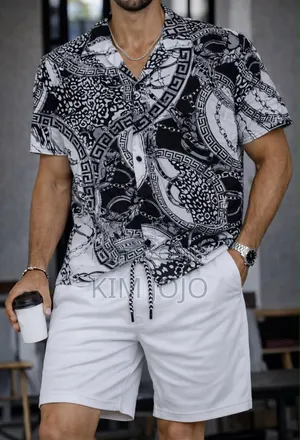 Vintage Shirt and Plain Shorts Set