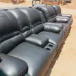Black 6-Seater Leather Sofa - 3
