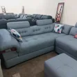 7-Seater Premium Gray Leather Sofa - 2