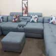 7-Seater Premium Gray Leather Sofa - 3