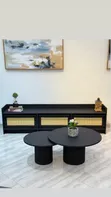 Black TV Stand & Classic Center Table Set (1.8m) - 2