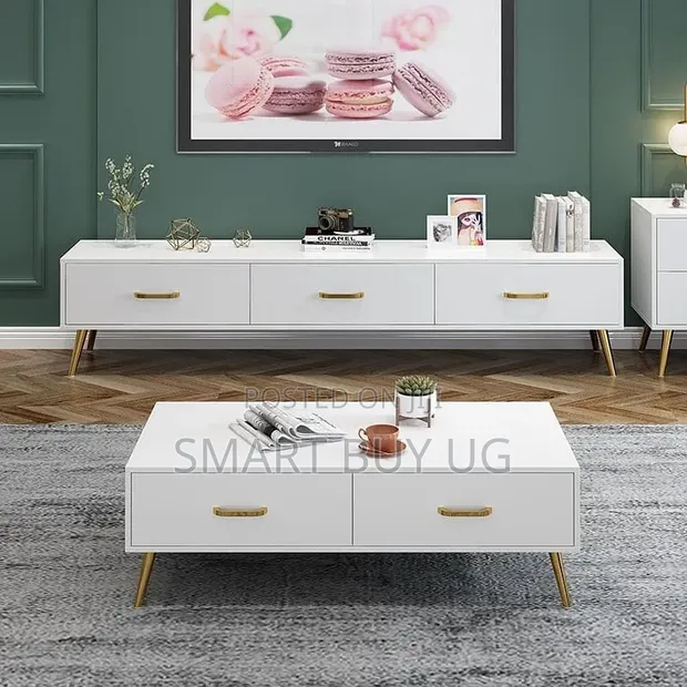 White TV Stand & Center Table Combo (180cm) - 1