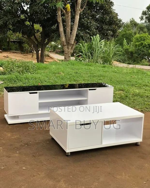 TV Stand and Center Table Combo - White Glass - 1