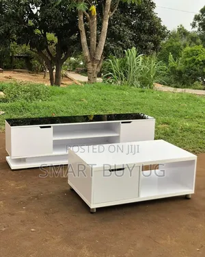 TV Stand and Center Table Combo - White Glass