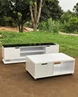 TV Stand and Center Table Combo - White Glass - 1