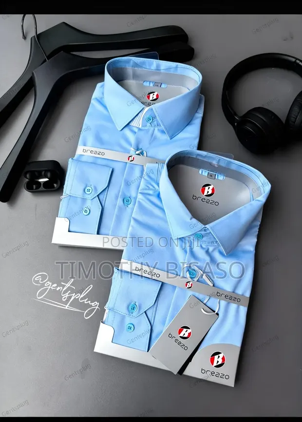 Men's Blue Cotton Formal Shirt - 1