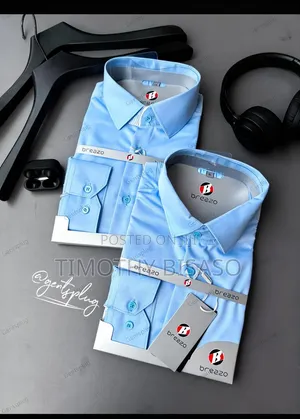 Men's Blue Cotton Formal Shirt