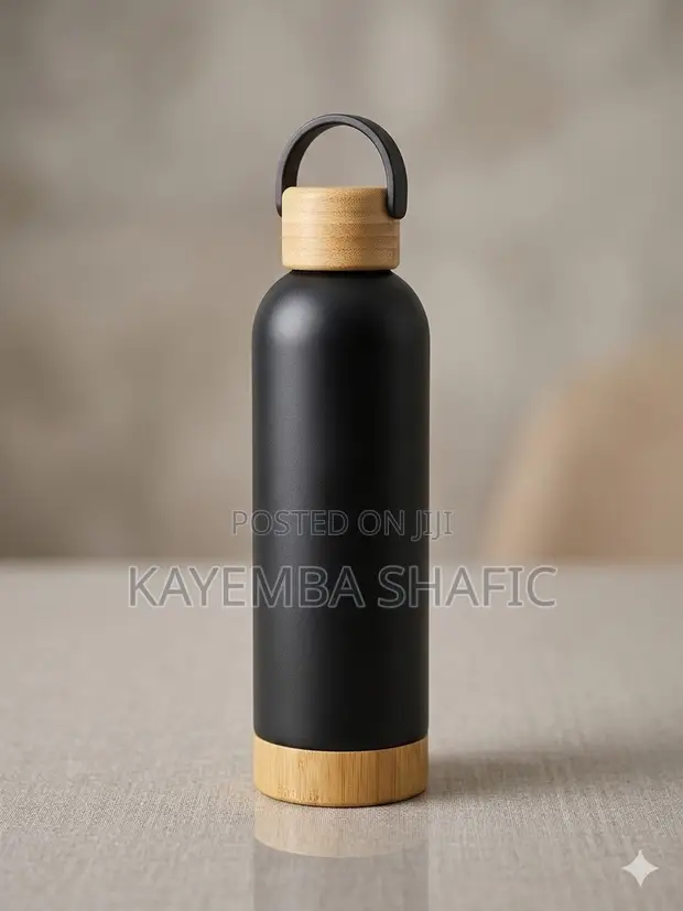 Premium 1000ml Matte Black Stainless Steel Thermos Vacuum Flask - 1