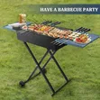 Portable Metal Barbecue Grill with Wheels and Table (30x80cm) - 3