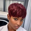 Pixie Cut Wig - Burgundy/Wine Red - 4