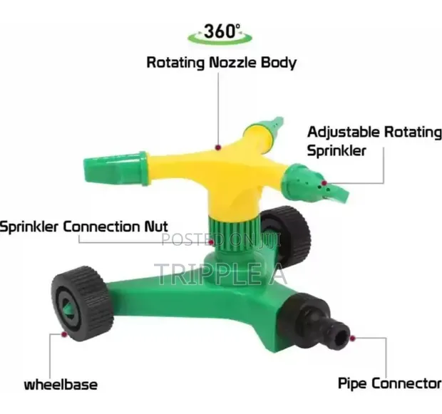 360 Degree Rotating 3-Arm Garden Lawn Sprinkler - 1