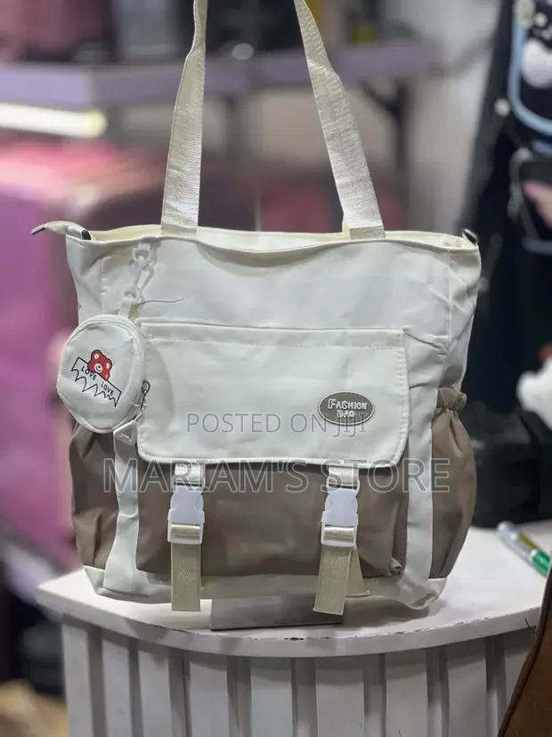 Multi-Pocket Canvas Tote Bag - 1
