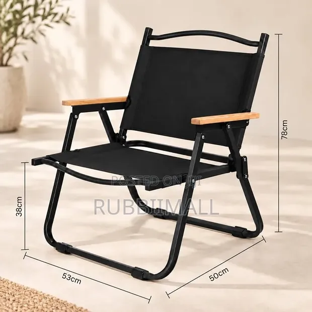 Black Portable Folding Camping Chair - 1