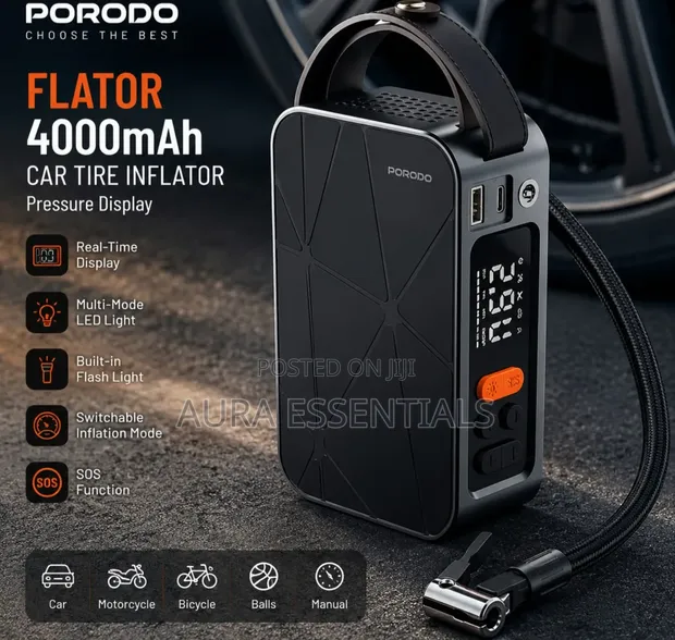 Porodo Flator 4000mAh Portable Car Tire Inflator - 1