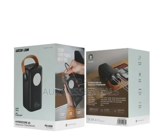 Green Lion Hyper Core 40 Power Bank 40000mAh - Black - 1