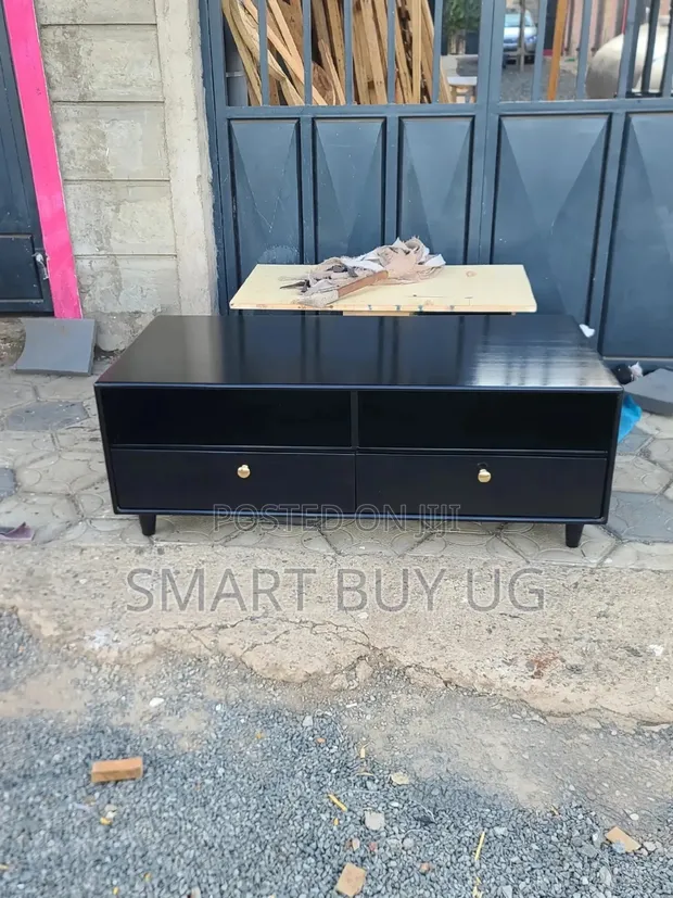 Classic Center Table with Storage - Black Glossy Finish - 1