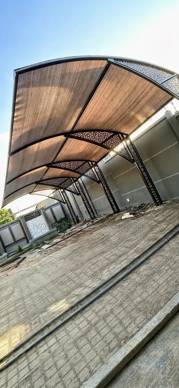 Multi-Bay Cantilever Arched Carport Shade - 1