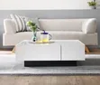 Brand New White Glossy Finish Glass Top Center Table with Storage - 2