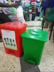 2pcs 30L Plastic Dust Bins (Red & Green) - 2