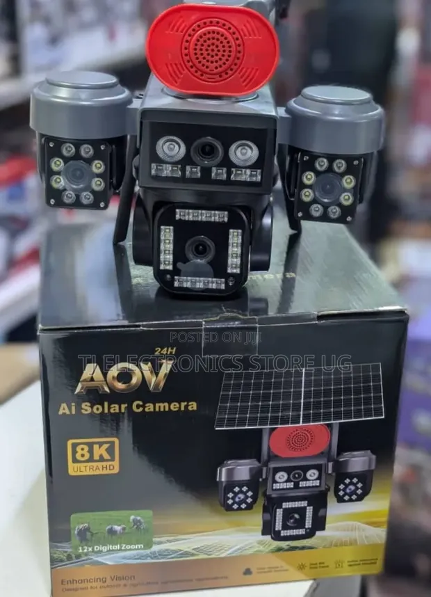 4-Lens CCTV Camera with Solar Panels & Large Battery - 1