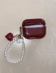 AirPods Pro Case - Burgundy Heart & Pearl Keychain - 2