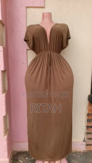 Elegant Brown/Tan Maxi Dress