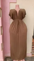 Elegant Brown/Tan Maxi Dress - 1