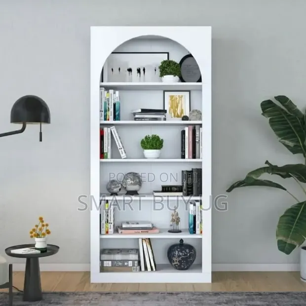 Brand New 2-Door Wooden Bookshelf - White Glossy Finish - 1