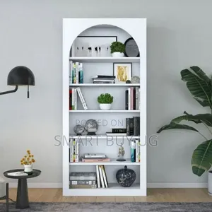 Brand New 2-Door Wooden Bookshelf - White Glossy Finish