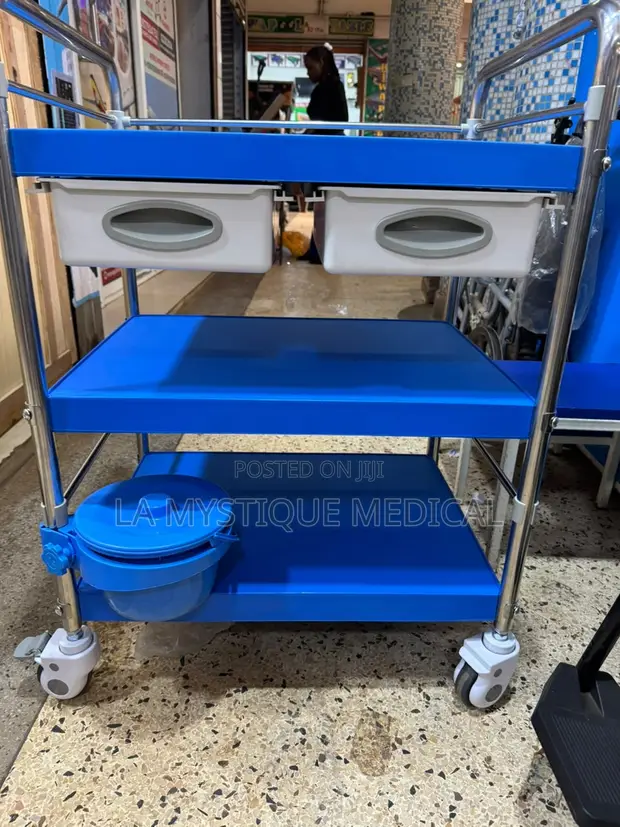 3-Layer Medical Trolley with 2 Drawers - 1