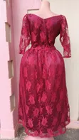 Beautiful Burgundy Floral Lace Midi Dress - 2