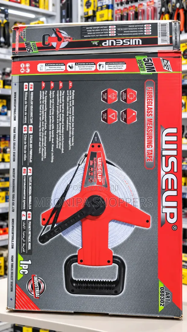 WISEUP 50M Heavy-Duty Fibreglass Measuring Tape - 1