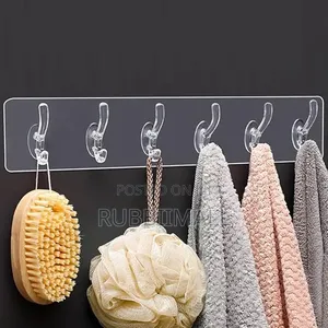 Strong Self-Adhesive Transparent Wall and Door Hook Rack (6 in 1)