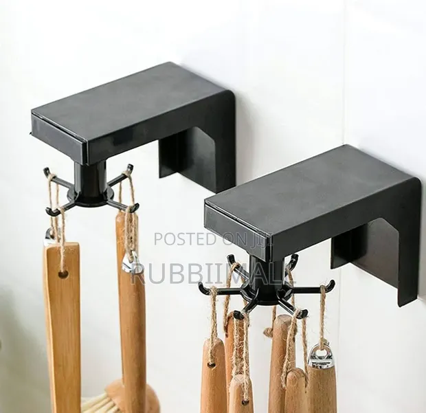 6 Hooks Rotating Self-Adhesive Wall Hanger - 1