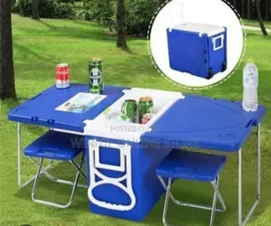 28L Cooler Box Foldable Picnic Table with 2 Chairs