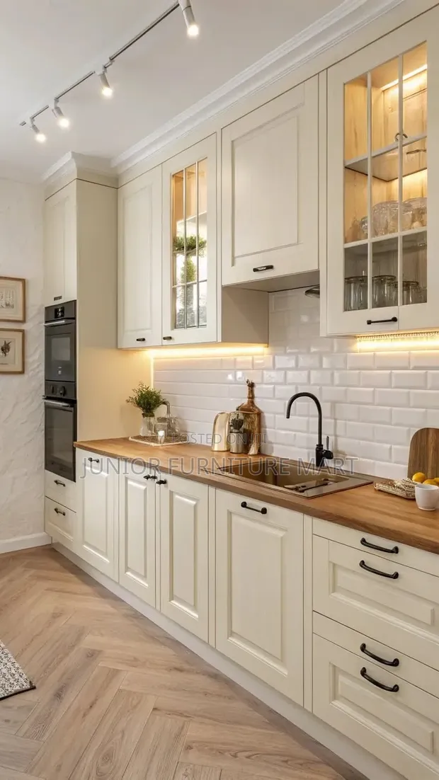 Modern Off-White Kitchen Cabinet - 1
