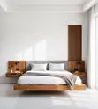 Modern Floating Bed with Side Storage - 1