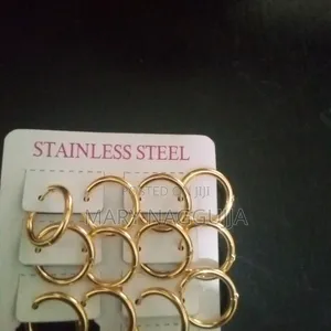 Stainless Steel Hoop Earrings - Gold Plated