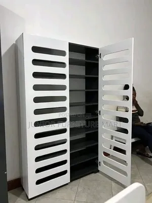 Modern Shoe and Bag Rack with Sliding Doors