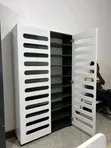 Modern Shoe and Bag Rack with Sliding Doors - 1