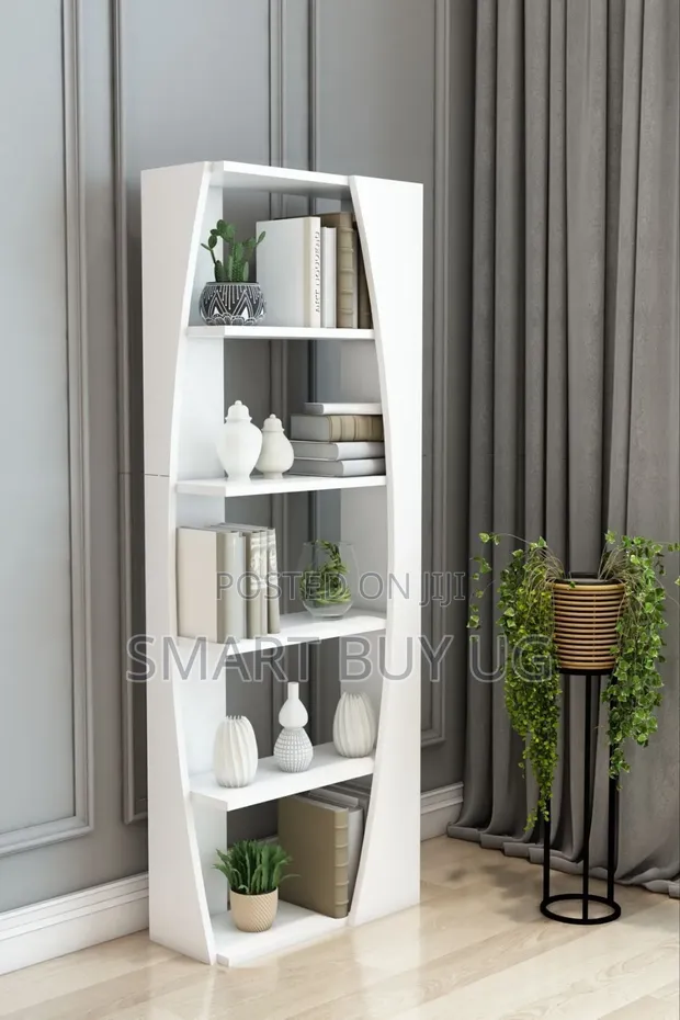 5-Tier White Wooden Book Shelf - Office/Library Rack - 1