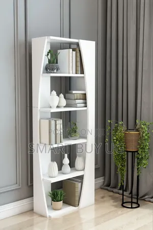 5-Tier White Wooden Book Shelf - Office/Library Rack