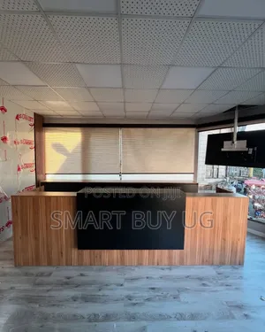 2.4m Walnut Wooden Reception Desk Counter