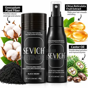 SEVICH Hair Building Fibers 40g Black + Hair Spray 100ml